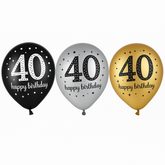 Sparkling 40th Birthday Latex Balloons Set